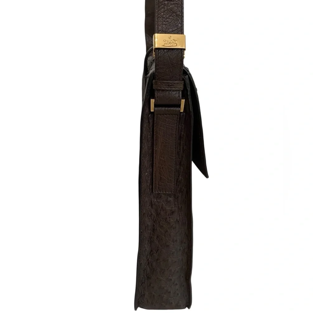 Authentic Gucci Ostrich Leather Bag w/ COA - Tiger Head - Chocolate Brown - Rare - Picture 5 of 13